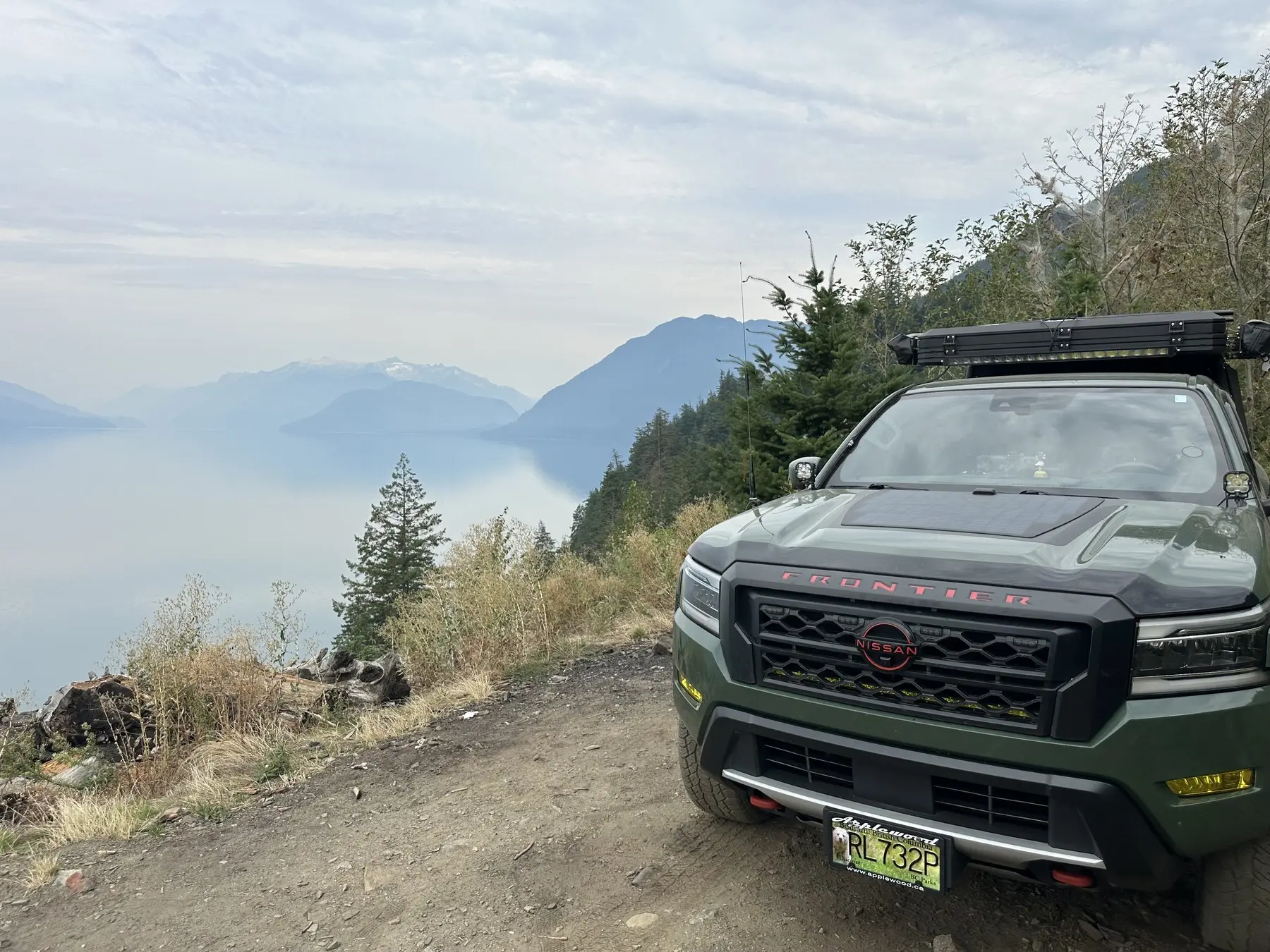 Frontier overlooking a mountain lake
