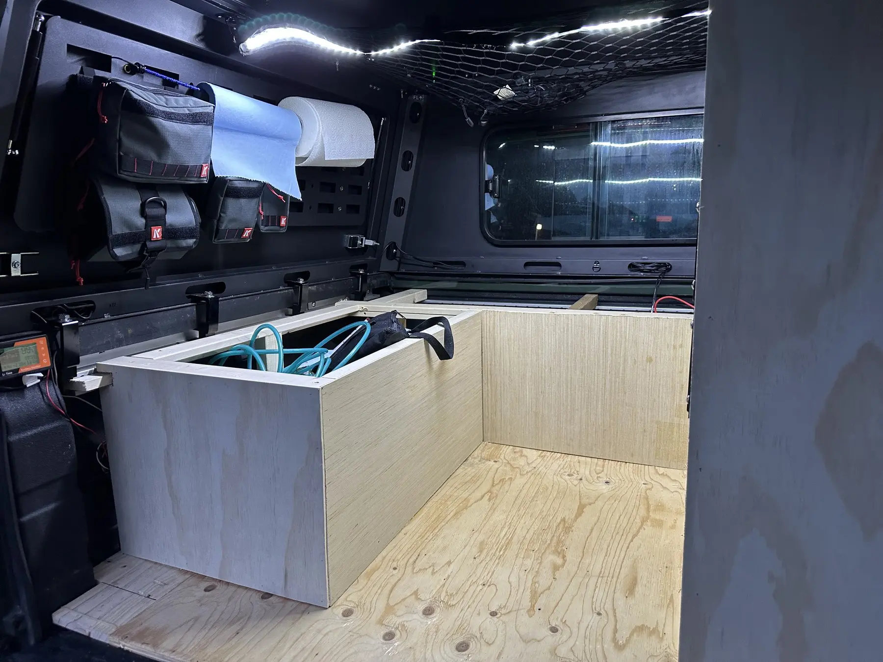 Custom cabinet installation inside the canopy